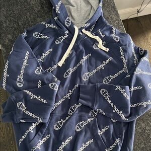 Champion Navy Blue Logo Hoodie